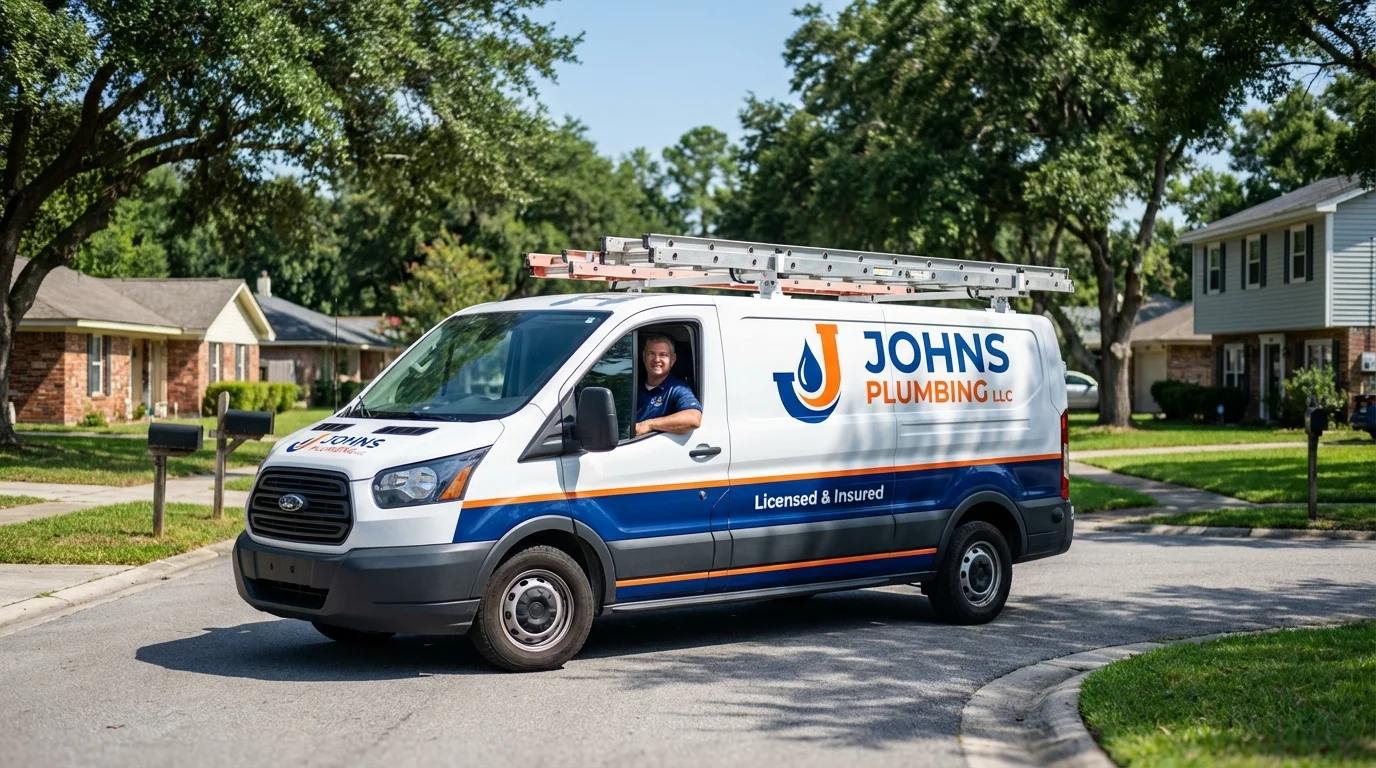 Johns Plumbing LLC service van in Evansville, WY